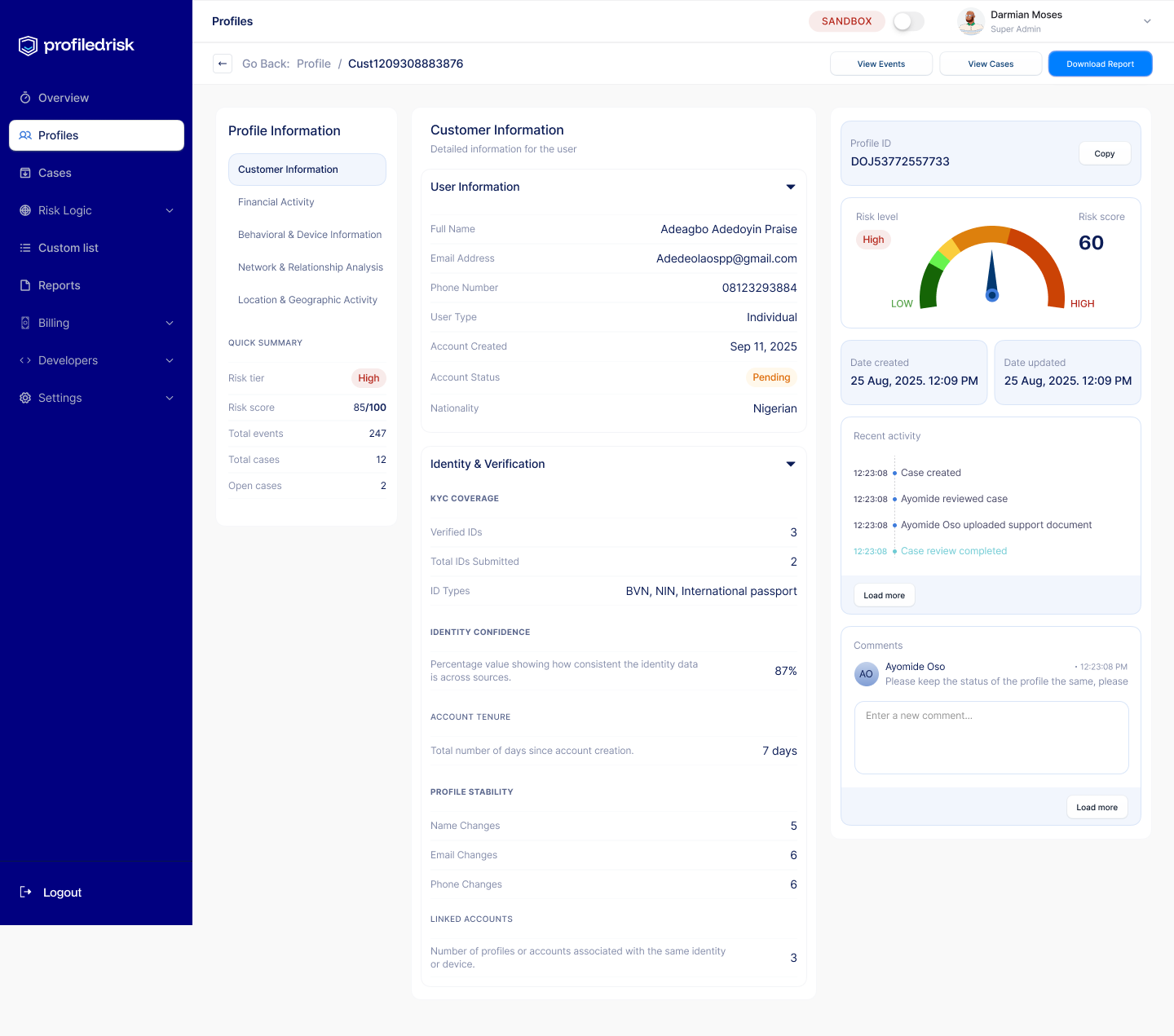 Fraud detection, fraud prevention, Dojah's profiledrisk, unified fraud detection tool for African startups, fraud management tools for fintechs  