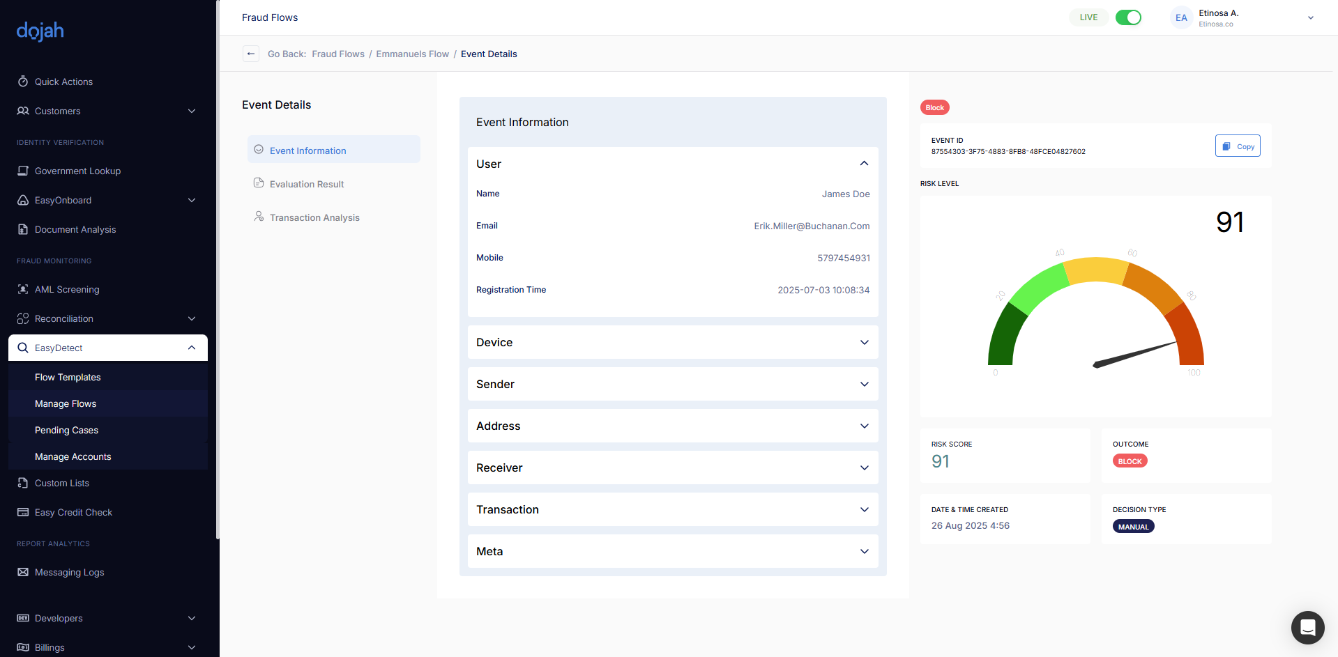transaction monitoring solution